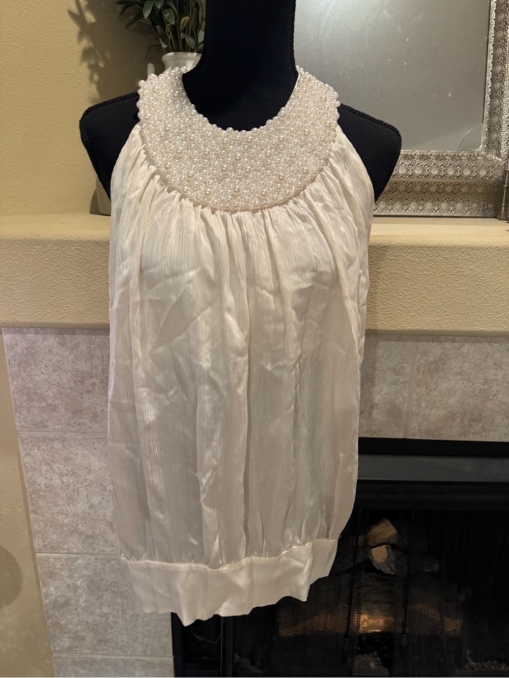 Vintage Y2K bebe Silk Halter Top NWT β¨ Pearl Collar | Size M